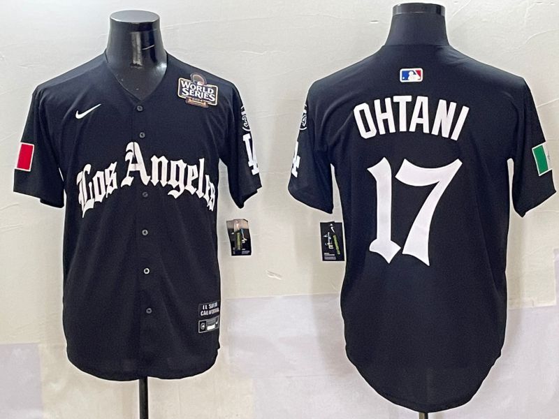 Men Los Angeles Dodgers #17 Ohtani Black Five generations Joint Name 2025 Nike MLB Jersey style 7->->